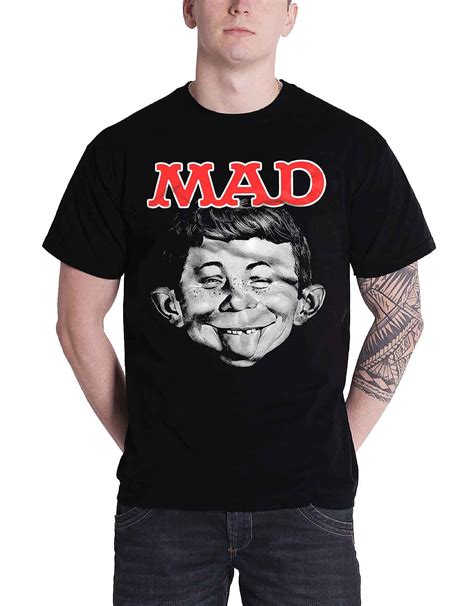 Buy Mad Magazine T Shirt Alfred Face Logo New Official Mens Black Size
