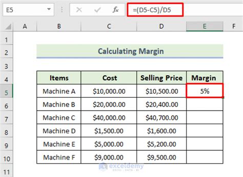 Excel Formula To Add Margin To Cost 4 Suitable Examples Exceldemy