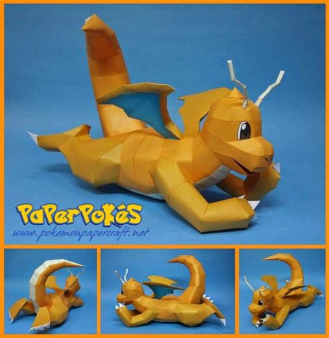 Paperpokés Pokémon Papercrafts Dragonite V2 Pokemon Faça Você Mesmo