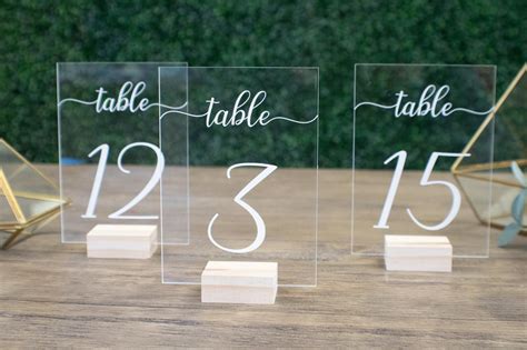 Wedding Table Numbers With Holders Clear Acrylic Etsy Table Number