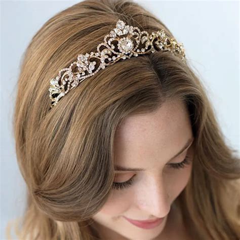 Diezi Luxury Baroque Rose Gold Silver Crystal Crown Tiaras For Women