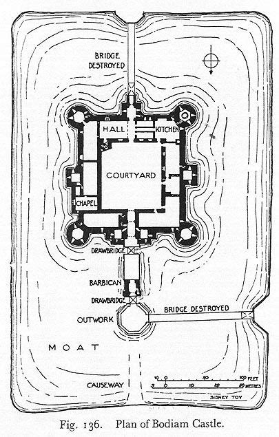 Bodiam Castle Layout Inc Surroundings Chateau Medieval Medieval
