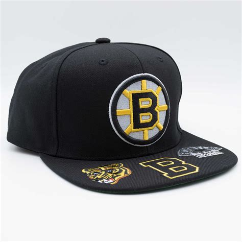 Boston Bruins Hat Trick Mitchell And Ness Snapback Nhl Cap Black Taass