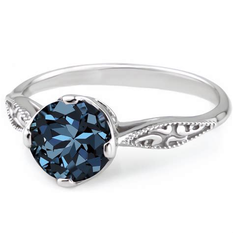 London Blue Topaz Solitaire Vintage Style Engagement Ring