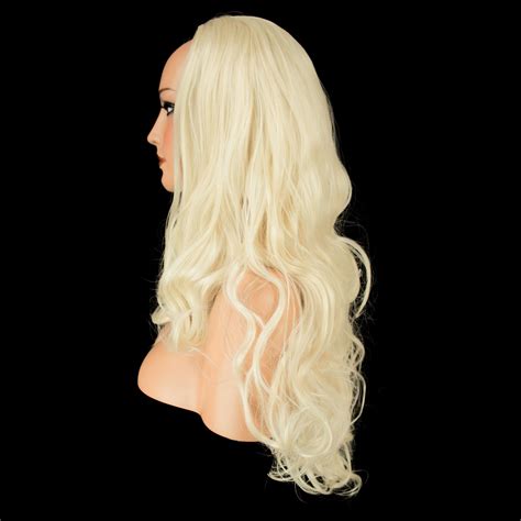 ladies 3 4 half wig swedish blonde curly 22 heat resistant synthetic hair ebay