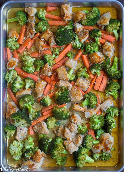 Marinate chicken in garlic, ginger, coconut aminos or soy sauce, sesame oil, honey and apple cider vinegar while prepping the vegetables. Sheet Pan Honey Garlic Sesame Chicken and Broccoli ...
