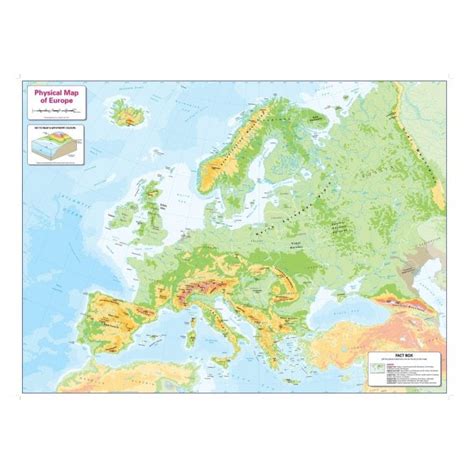 Colour Blind Friendly Childrens Physical Map Of Europe