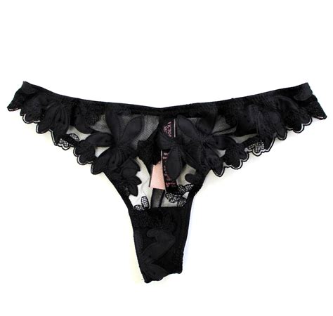 Victorias Secret Very Sexy Floral Mesh Embroidered Thong Panty Size Xs Black Ebay