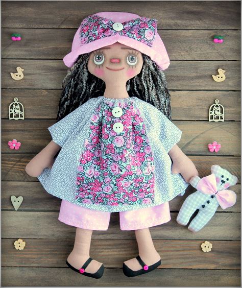 13 Inches Primitive Raggedy Doll Mia Fabric Soft Doll Rag Doll Etsy