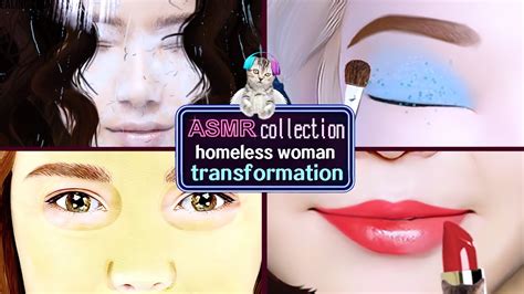 [asmr] collection of transformations of homeless women in the old healing shop makeup animation