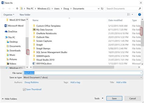Saving A File And The Save Thumbnail Box In Windows 10 Microsoft