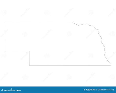 Nebraska Map State In The Midwestern United States Stock Vector