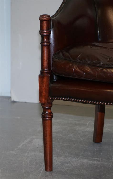 Lovely Fully Restored Vintage Hand Dyed Studded Brown Leather Tub Club