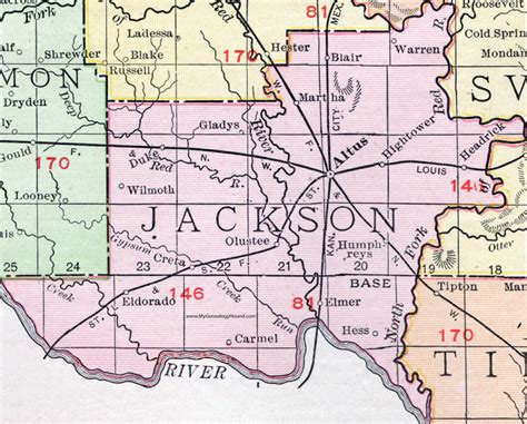 Jackson County Oklahoma 1911 Map Rand Mcnally Altus Eldorado Olustee