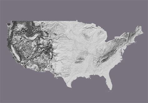 Us Topography Map Usa Relief Map United States Topography Etsy