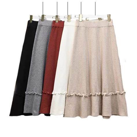 Knitted Skirts Half Length Skirts Women S Autumn And Winter High