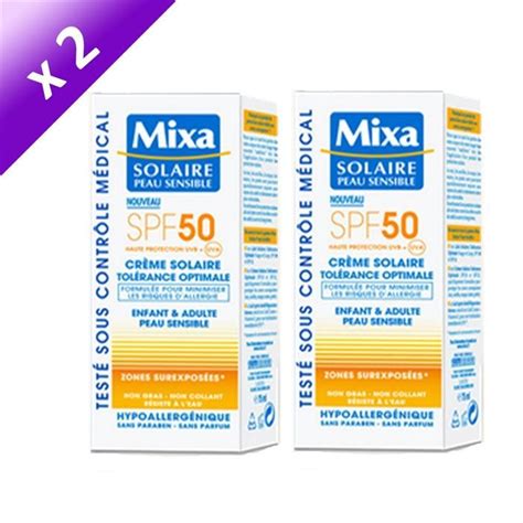 Mixa Crème Solaire Peaux Sensibles Spf 50 X2 Cdiscount Au Quotidien