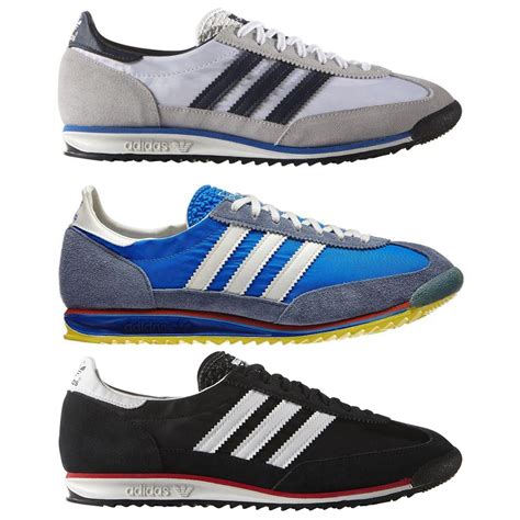 Adidas Originals Mens Sl 72 Vintage Trainers Black Navy White Sneakers