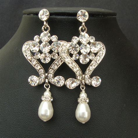 Rhinestone Crystal Chandelier Earrings Vintage By Luxedeluxe Bridal