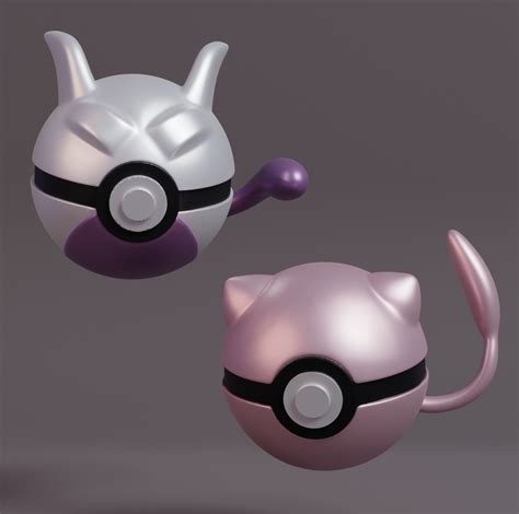 Archivo Stl Pokemon Mew Y Mewtwo Pokeball・design Para Impresora 3d Para