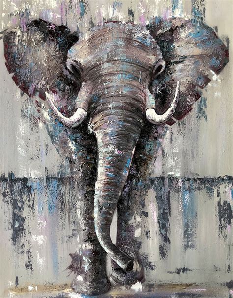 Abstract Elephant Painting Hand Painted Oil On Canvas