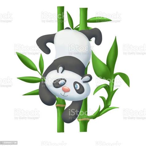 Illustration Of Cute Baby Panda Tree Climbing Bamboo Stock Illustration