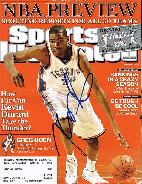 Kevin Durant Signed Sports Illustrated Si Coa Autographed