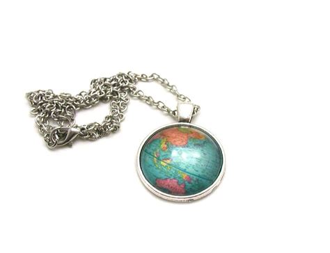 Globe Necklace Map Pendant Map Jewelry Explore Necklace Etsy
