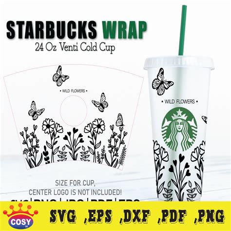Wild Floral Starbucks Venti Cold Cup Svg Full Wrap Starbucks Svg
