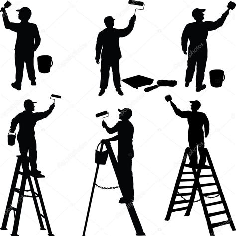 Various Workers Painters Silhouettes Stock Vector Image By ©fica 5974474