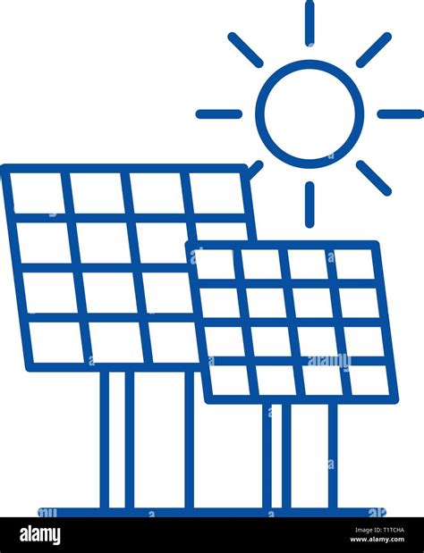 Solar Power Line Icon Concept Solar Power Flat Vector Symbol Sign