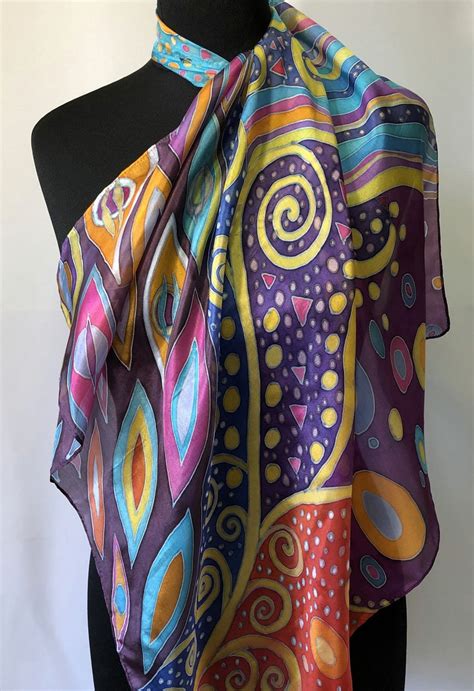 Hand Painted Silk Scarf Frey Wille Square Silk Scarf Etsy Uk