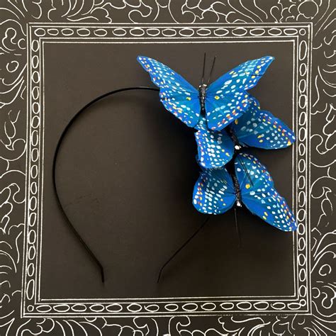 Polka Dot Blue Butterfly Headband Unique Girl Hair Accessory Etsy
