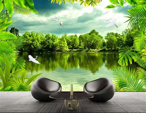 Nature Wallpaper Green Forest 3d Landscape Peel And Stick Removable Non