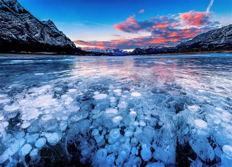 Stunning Frozen Methane Bubbles At Abraham Lake Canada