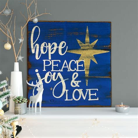 Hope Peace Joy And Love Wood Christmas Sign Christmas Etsy