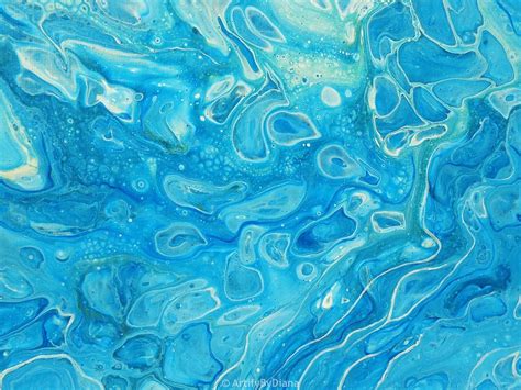 Ocean Blue Acrylic Pour Painting Abstract Painting Blue Painting On