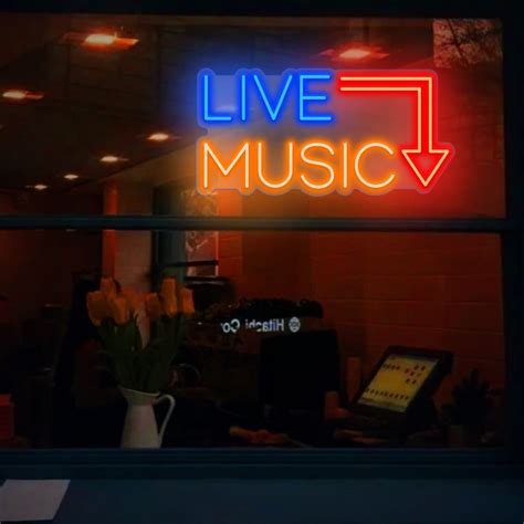 Live Music Neon Sign Neon Music Sign Music Bar Led Sign Music Studio