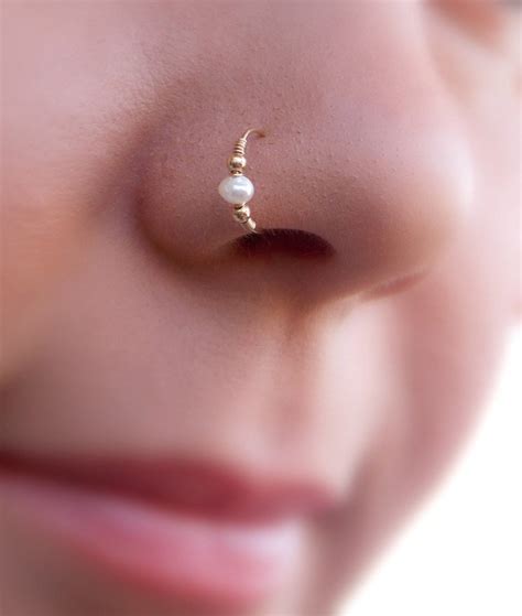 Nose Hoop Gold Filled Nose Ring Gold Nose Hoop Pearl Etsy