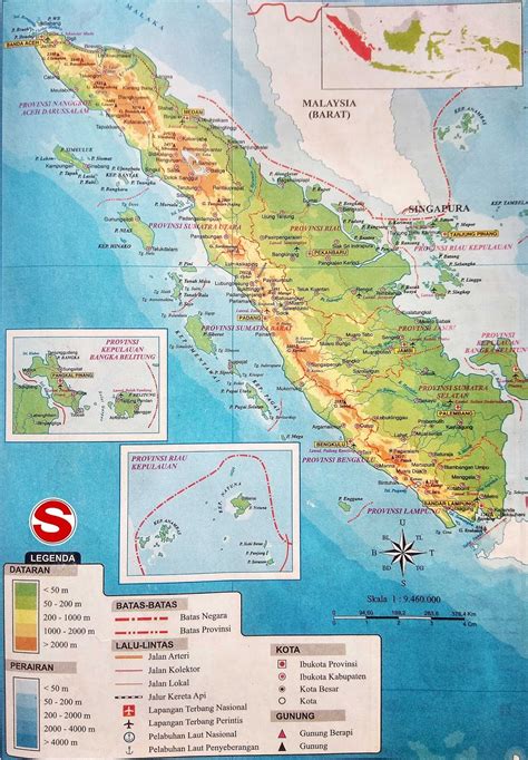 Peta Wilayah Negara Atlas Pulau Sumatera Lengkap Ikon Dan Artinya