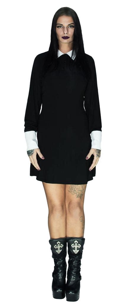 Long Sleeve Wednesday Addams Black Mini Dress Megan Dr Faust