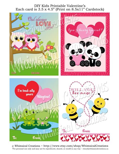 Whimsicalcreationsca Cute Printable Valentine Cards For Kids