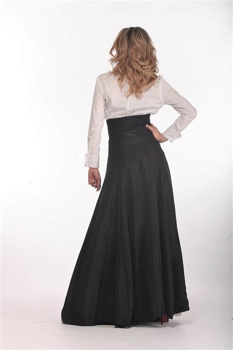 black maxi skirt taffeta skirt high waist skirt women etsy