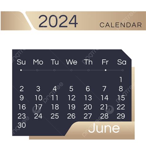 2024 Ay Takvimi Haziran Degrade Basit Siyah Altın 2024 Ay Takvim PNG