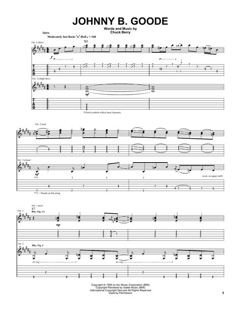 Download Johnny Winter Johnny B Goode Sheet Music And Pdf Chords