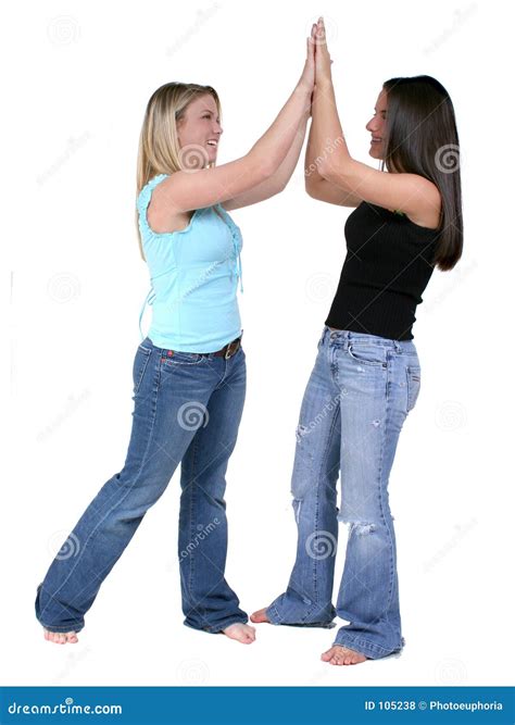 Double High Five Over White Stock Photo Image Of Congratulate