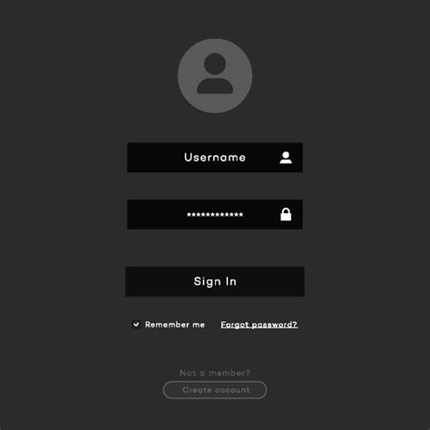 Login Form Page Template Dark Theme Flat Style 7655984 Vector Art At