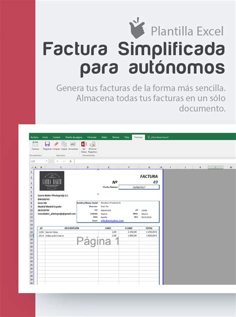 Plantilla Facturas Excel Simplificada Autonomos Factufácil