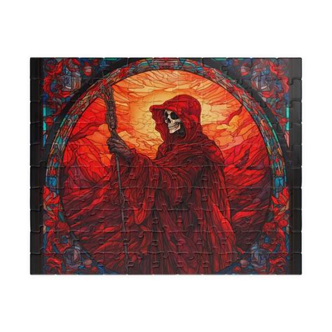 Dark Gothic Stained Glass Reaper Puzzle T Fantasy Grim Reaper