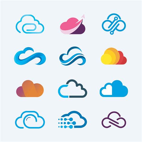 Conceptions De Symboles De Collection De Logos Cloud Pour Les